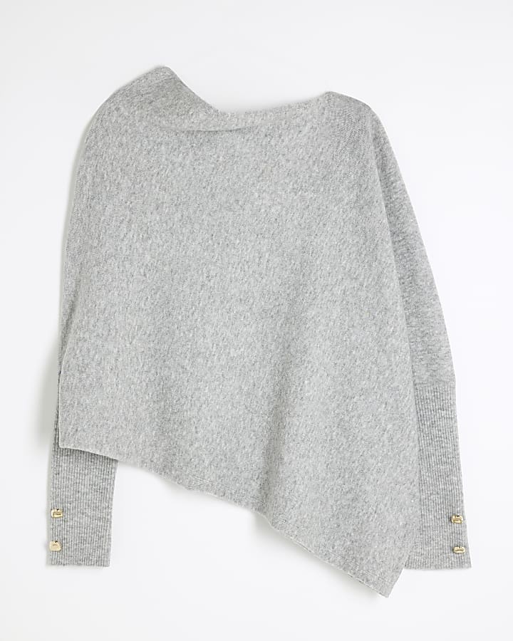 Grey Off The Shoulder Jumper