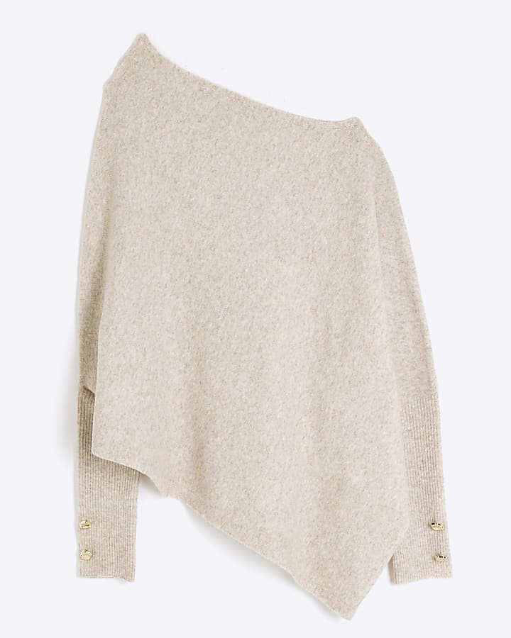 Beige Off The Shoulder Jumper