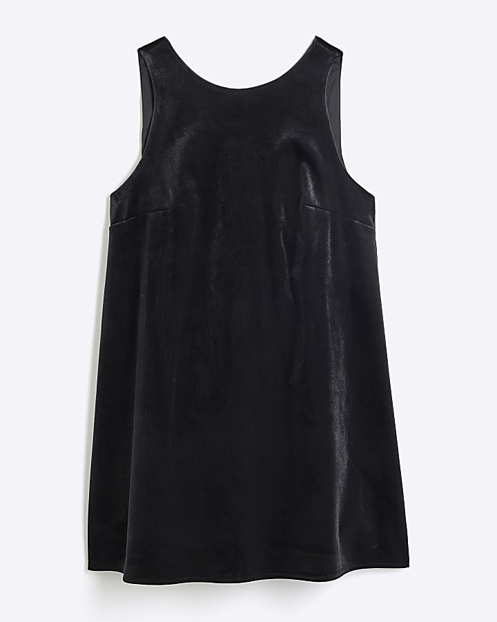 Black Velvet Back Bow Mini Dress