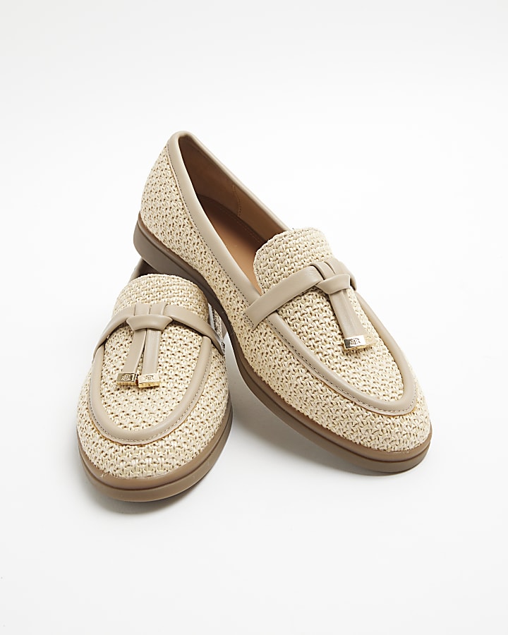 Beige Raffia Gumsole Loafers