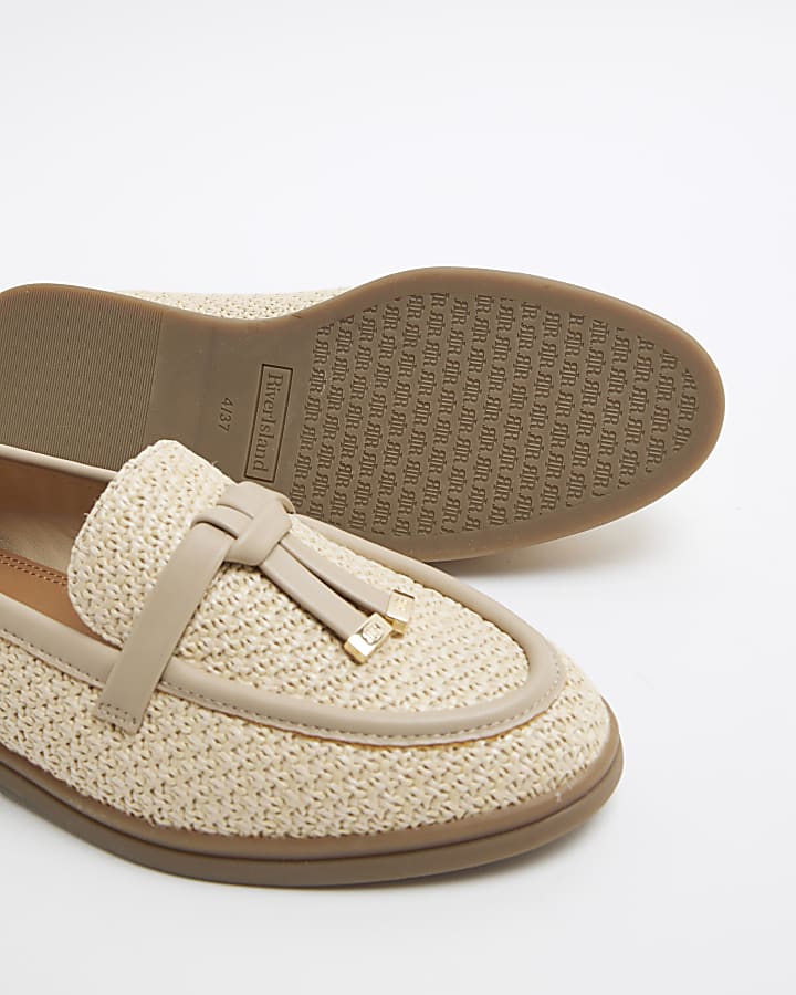 Beige Raffia Gumsole Loafers