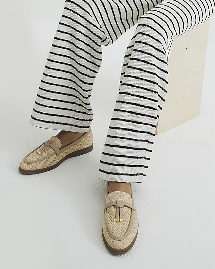 Beige Raffia Gumsole Loafers