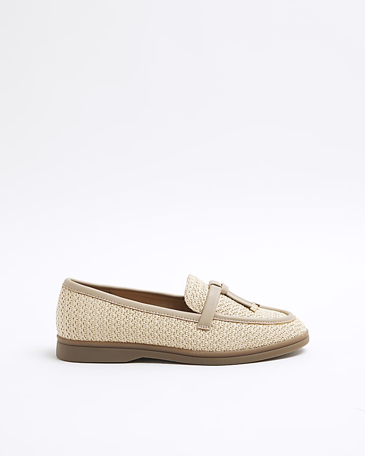 Beige Raffia Gumsole Loafers