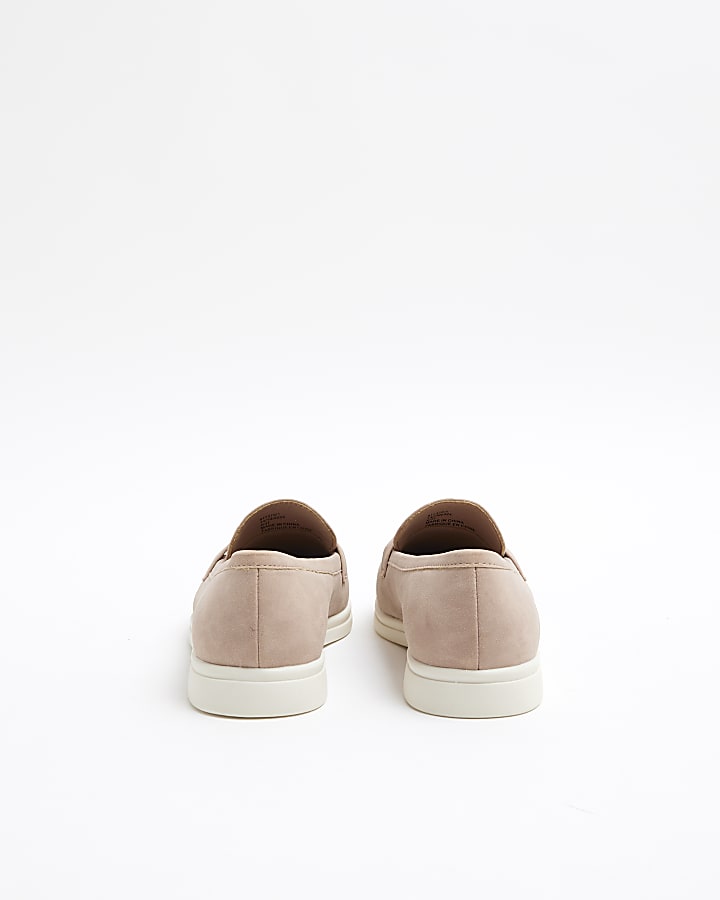 Pink Faux Suede Gum Sole Loafers