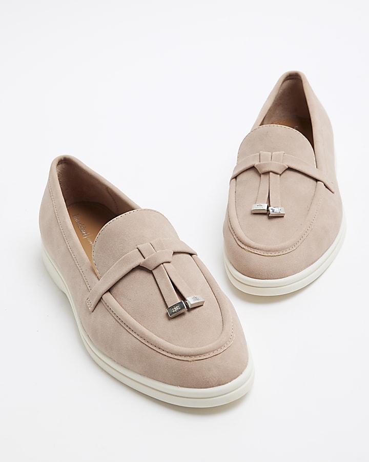 Pink Faux Suede Gum Sole Loafers