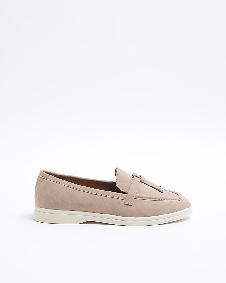 Pink Faux Suede Gum Sole Loafers