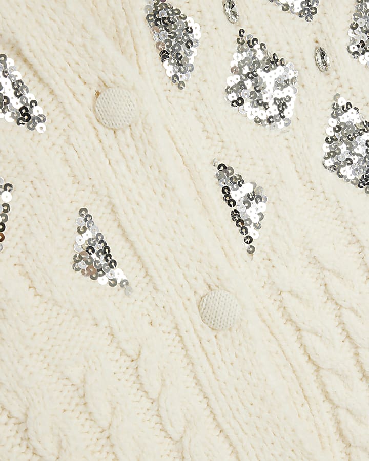 Cream Embellished Cardigan