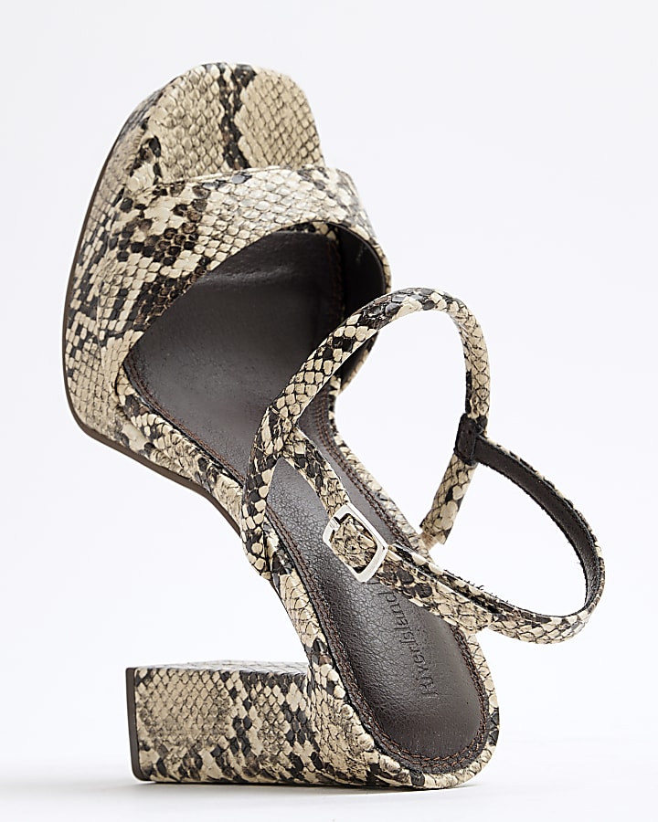 Grey Snake Print Sling Back Platform Sandals