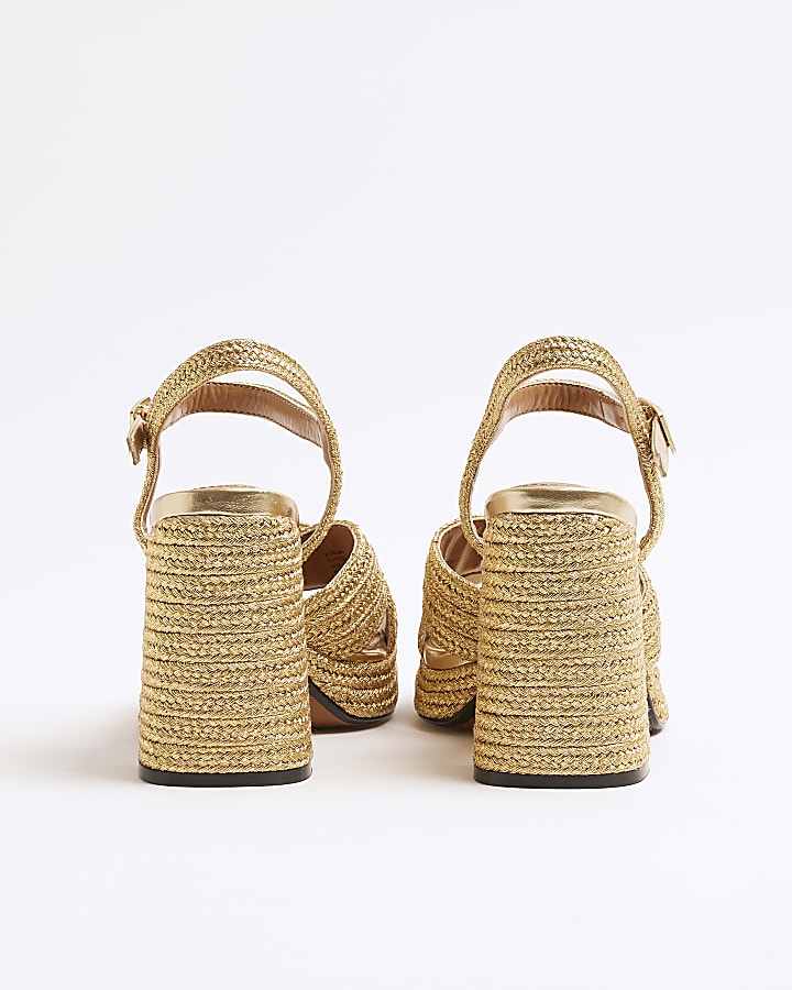 Gold Raffia Platform Sandals