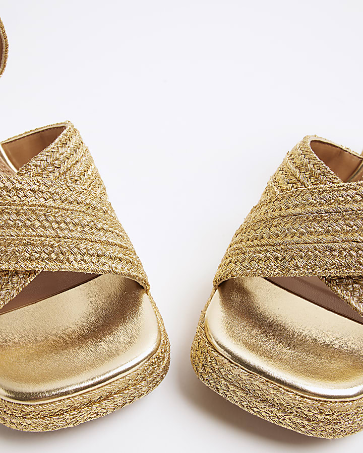 Gold Raffia Platform Sandals