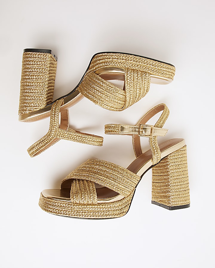 Gold Raffia Platform Sandals