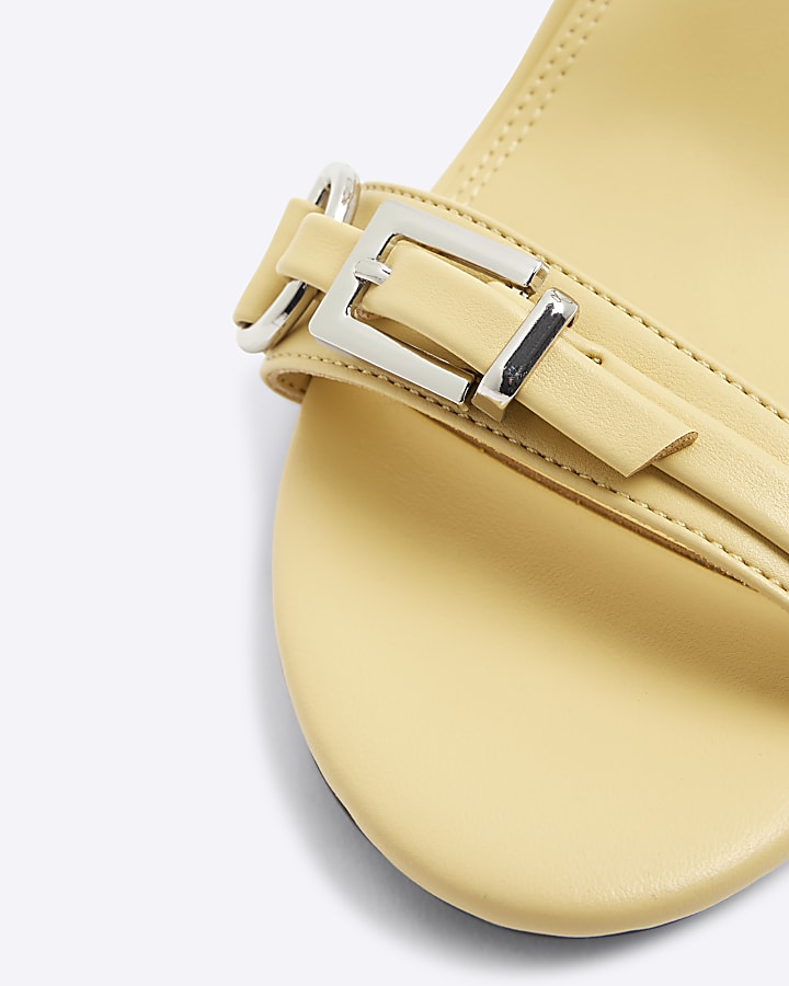 Yellow Buckle Heeled Sandals