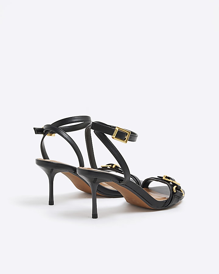 Black Buckle Heeled Sandals