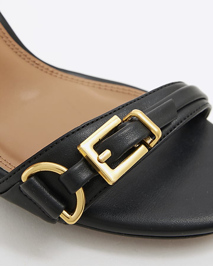 Black Buckle Heeled Sandals