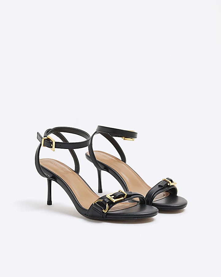 Black Buckle Heeled Sandals