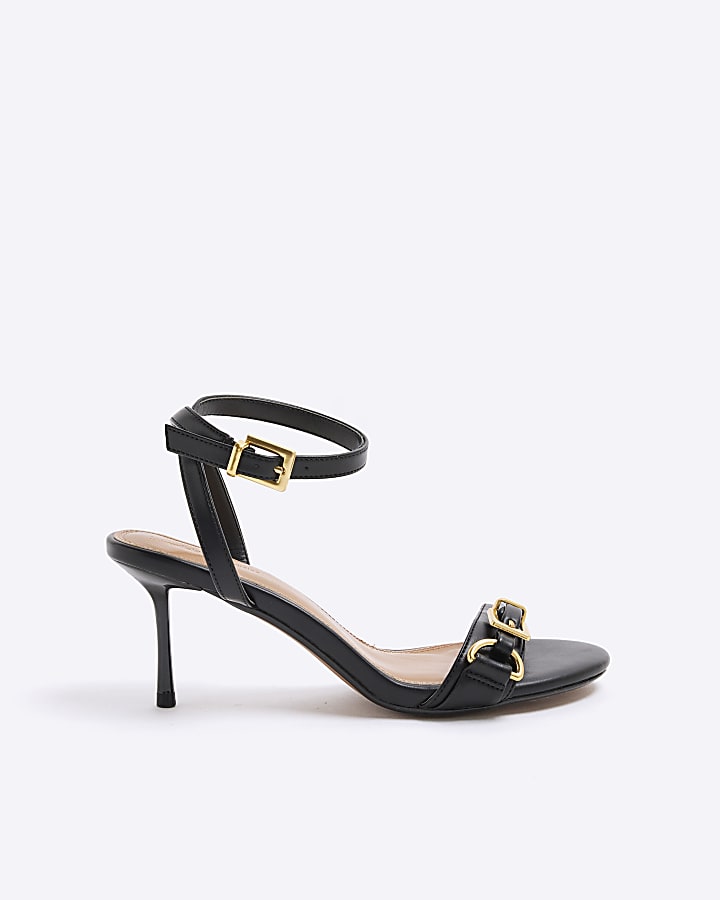 Black Buckle Heeled Sandals