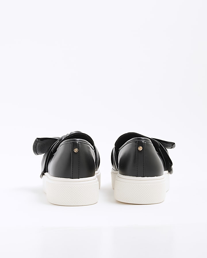 Black Slip On Bow Trainers