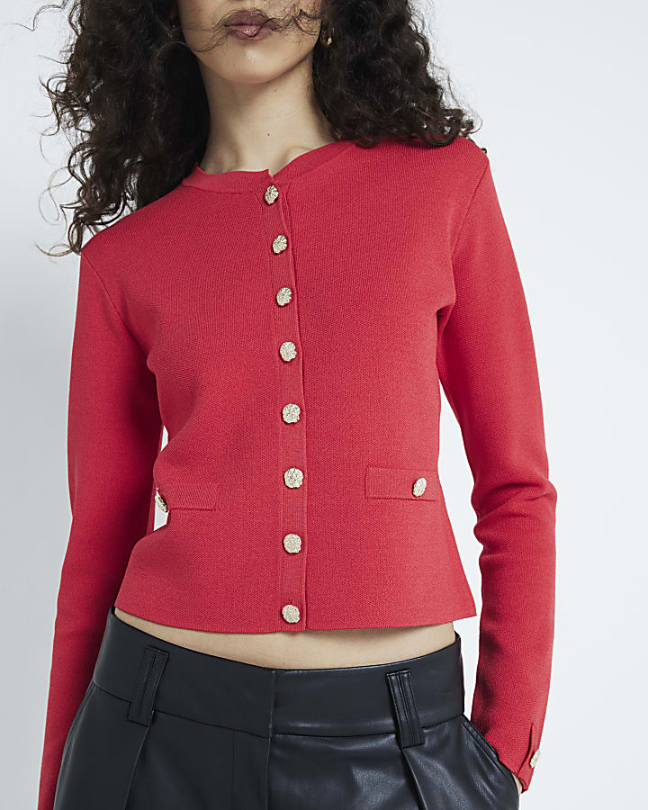 Red Military Cardigan