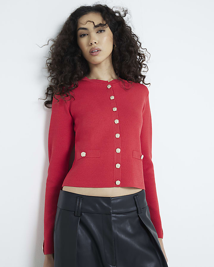 Red Military Cardigan