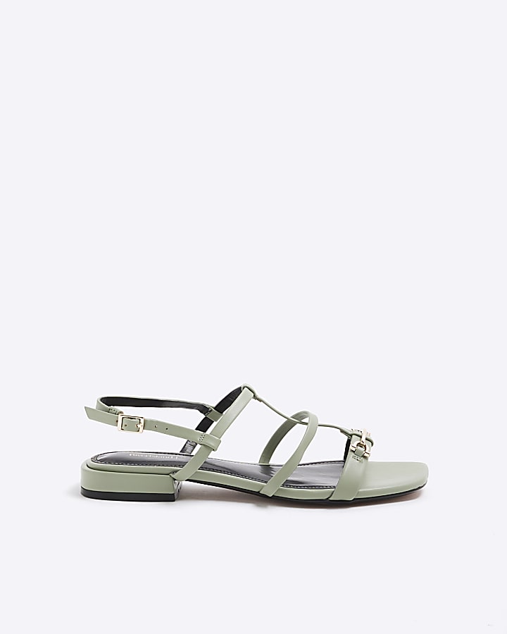 Green Strappy Flat Sandals