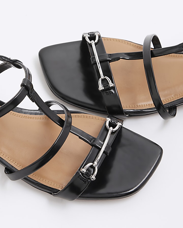 Black Strappy Flat Sandals