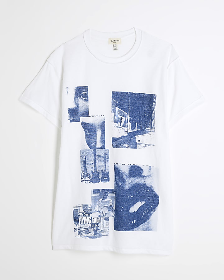 White Photographic Lips Graphic T-Shirt