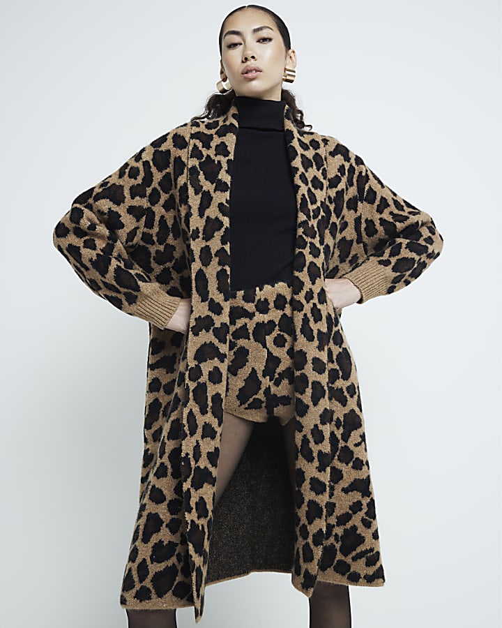 Beige Leopard Maxi Cardigan