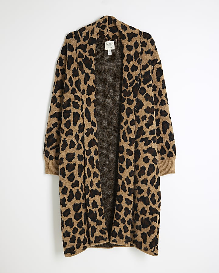 Beige Leopard Maxi Cardigan