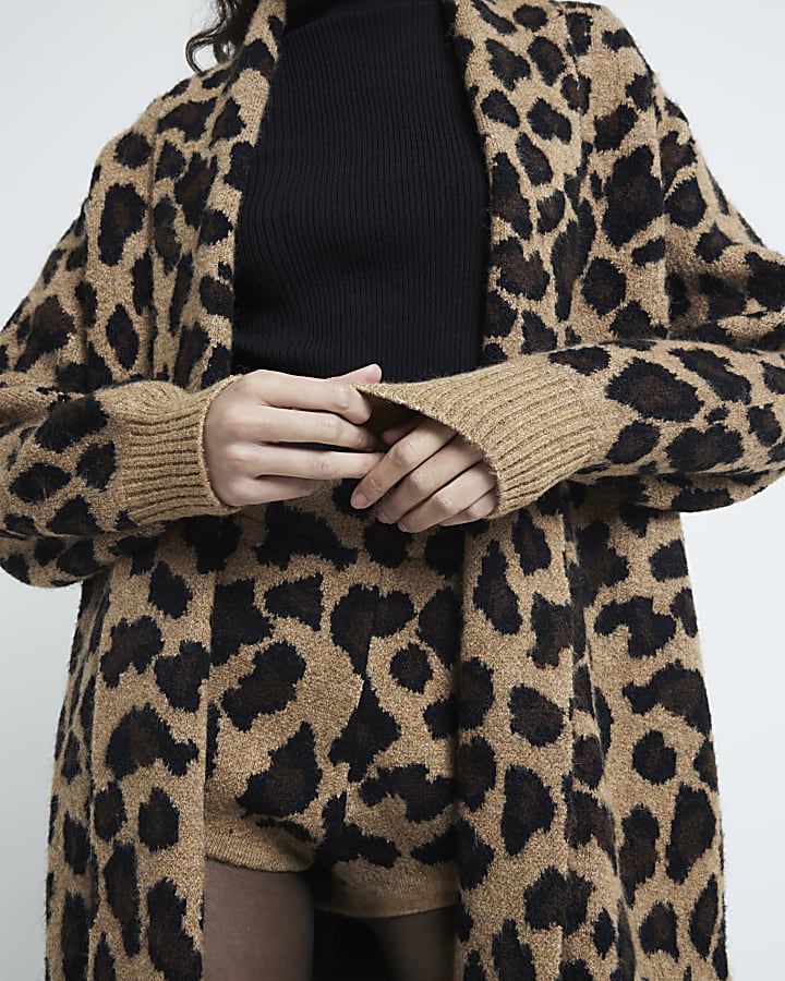 Beige Leopard Maxi Cardigan