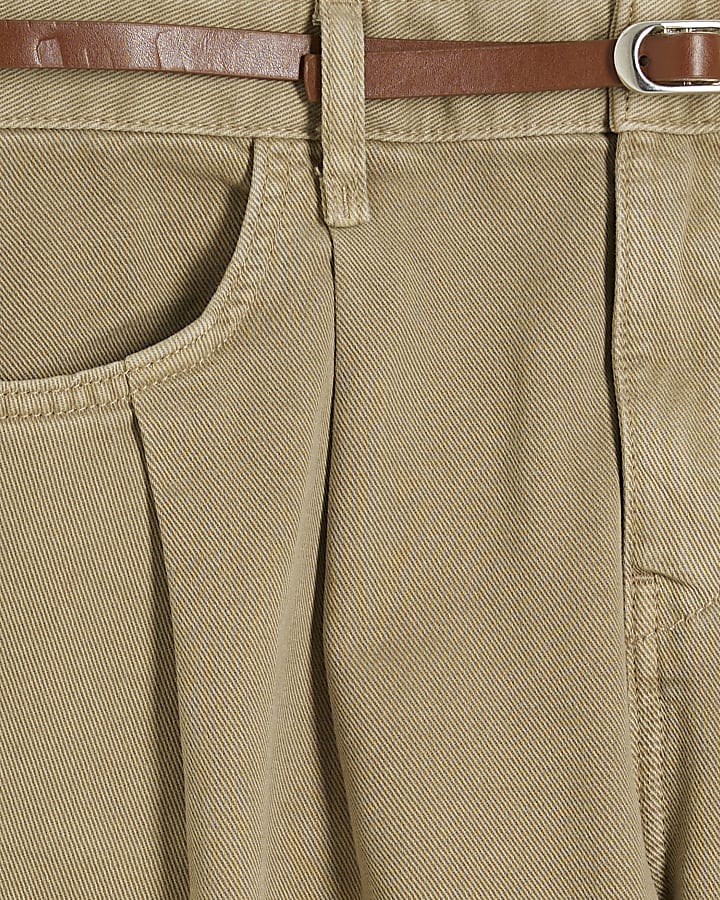 Petite Beige Tailored Baggy Jeans