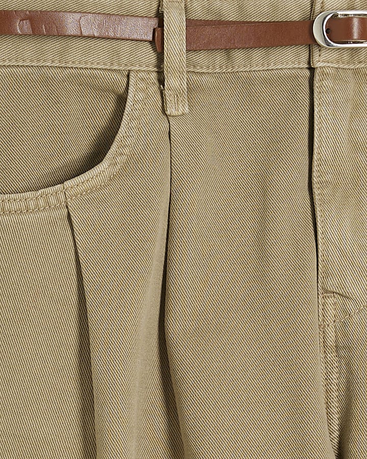 Petite Beige Tailored Baggy Trousers