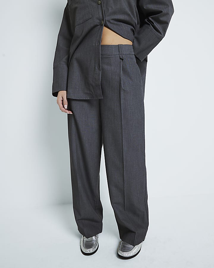 Petite Grey Wide Leg Trousers