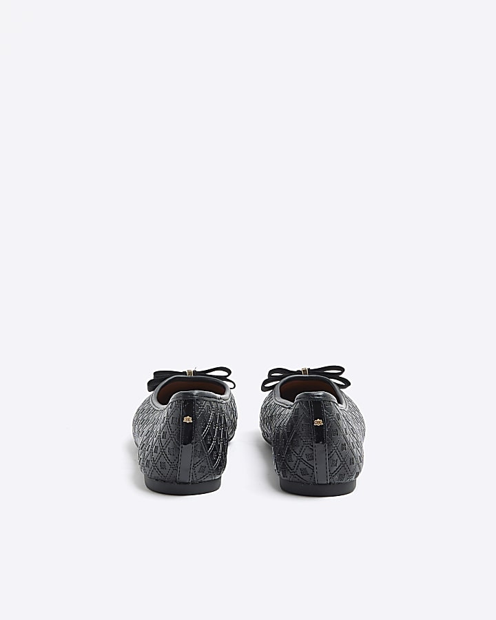 Black Faux Leather Ballet Pumps
