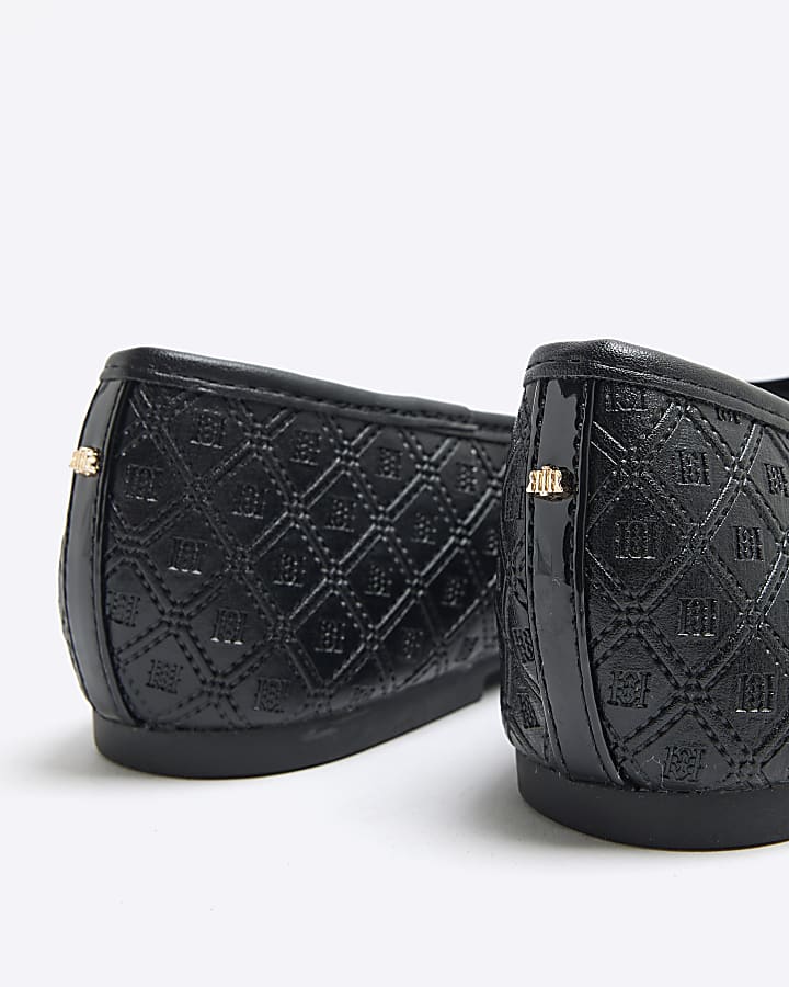 Black Faux Leather Ballet Pumps