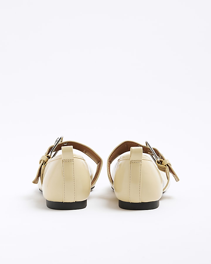 Beige Pointed Buckle Mary Jane Shoes