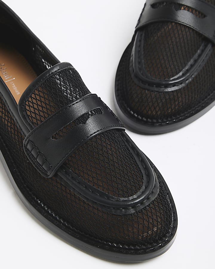 Black Mesh Loafers