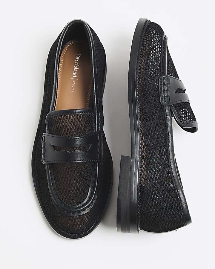 Black Mesh Loafers