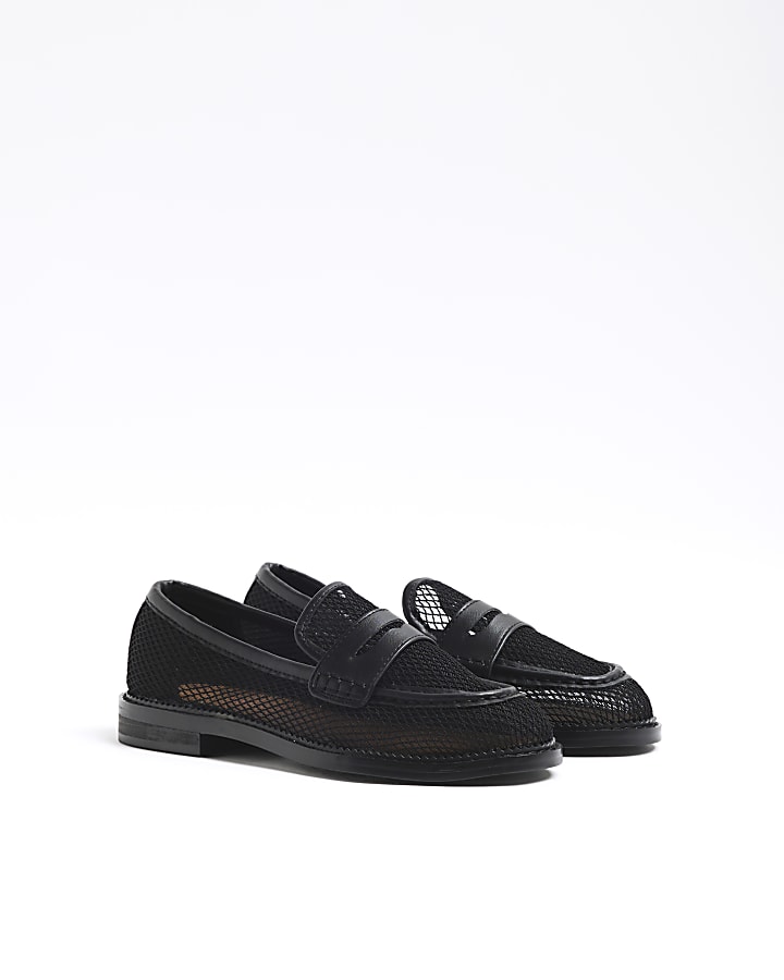 Black Mesh Loafers