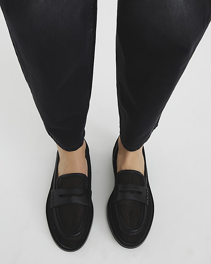 Black Mesh Loafers