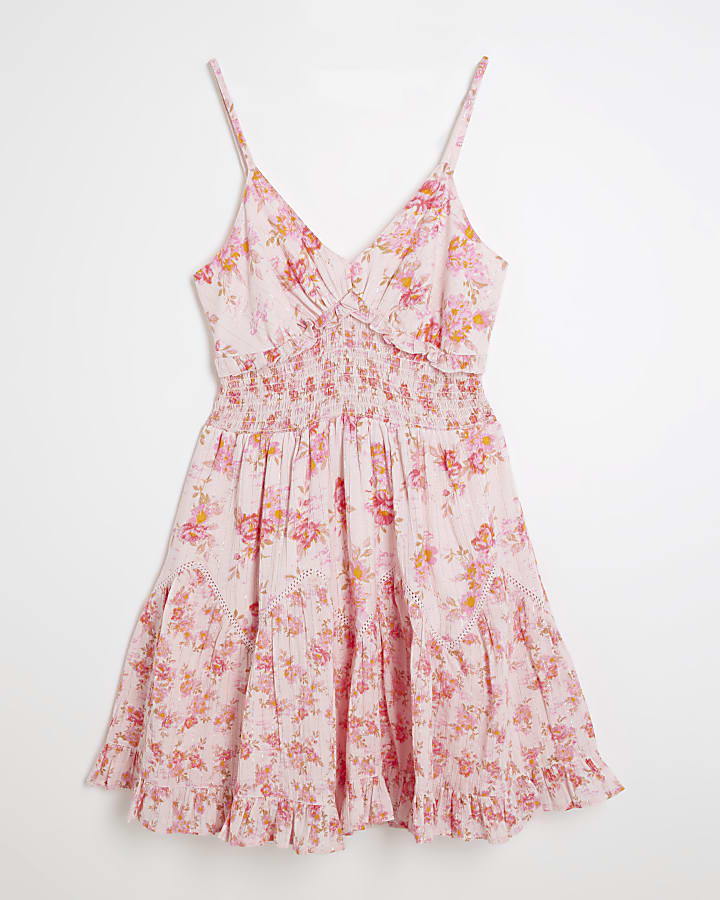 Pink Floral Ditsy Mini Dress