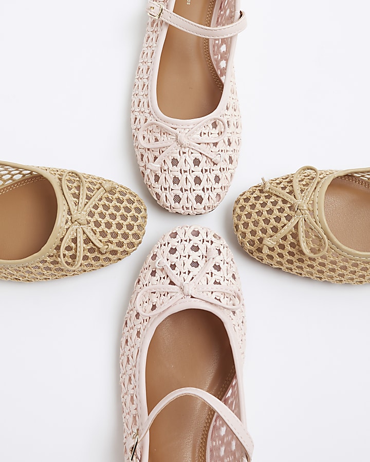 Pink Raffia Ballet Pumps