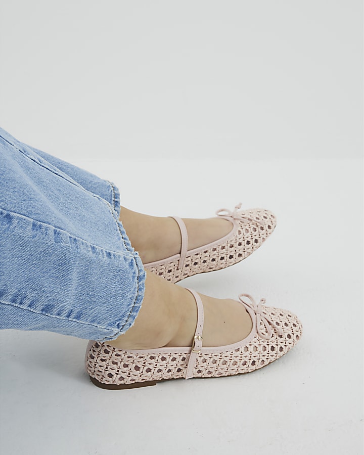 Pink Raffia Ballet Pumps