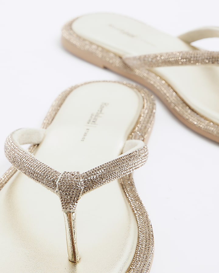 Gold Leather Embellished Sandals