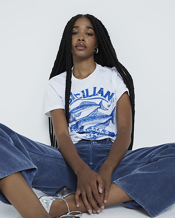 White Sardines graphic T-shirt