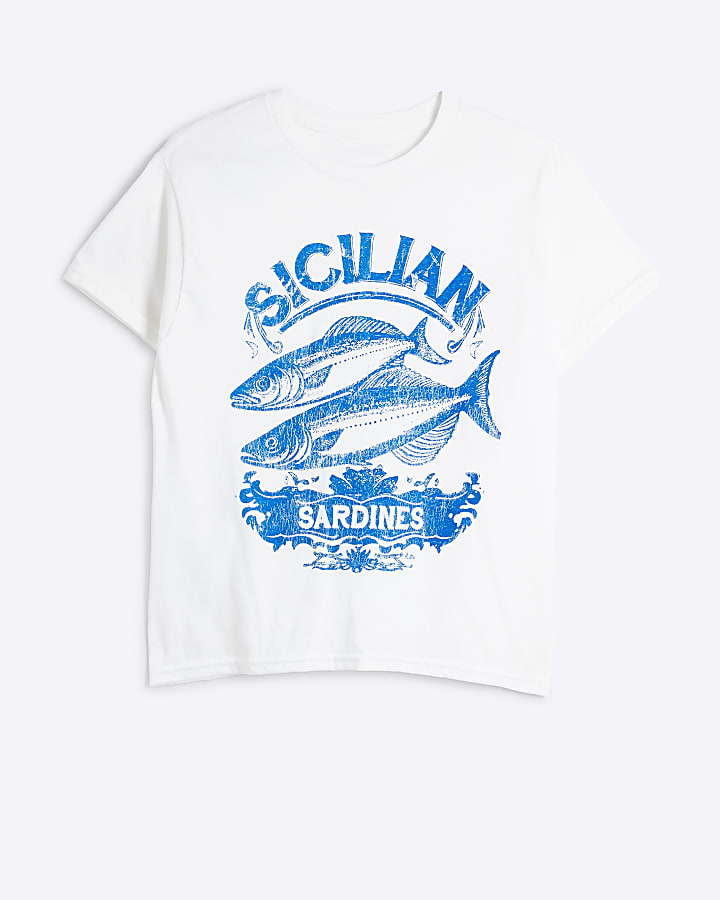 White Sardines graphic T-shirt
