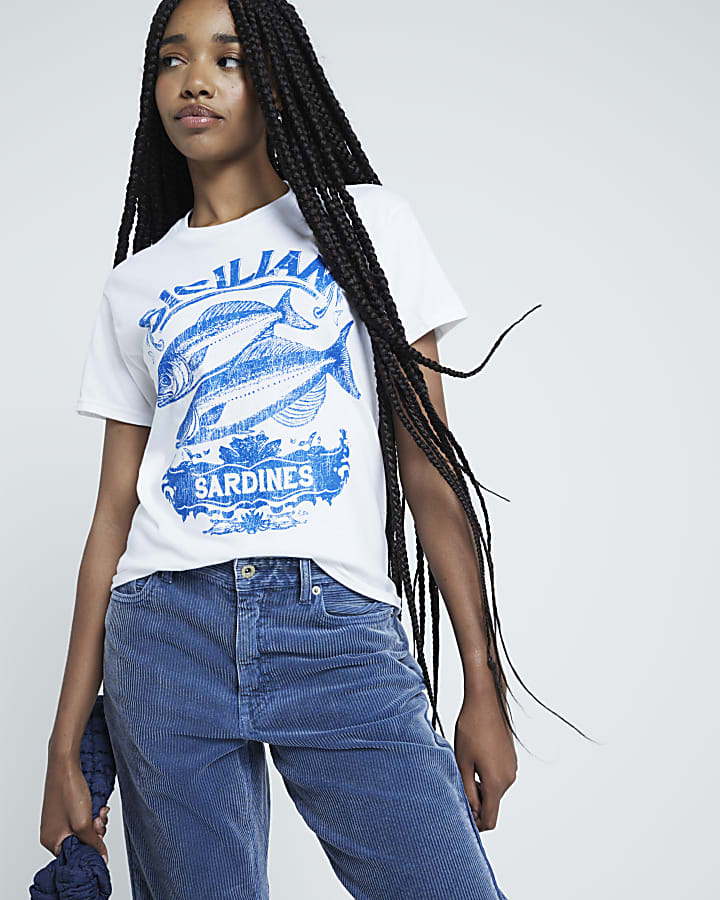 White Sardines graphic T-shirt