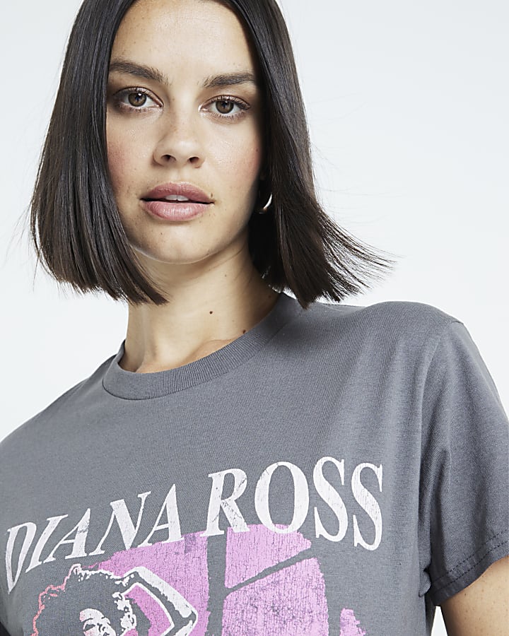 Grey Diana Ross graphic print t-shirt