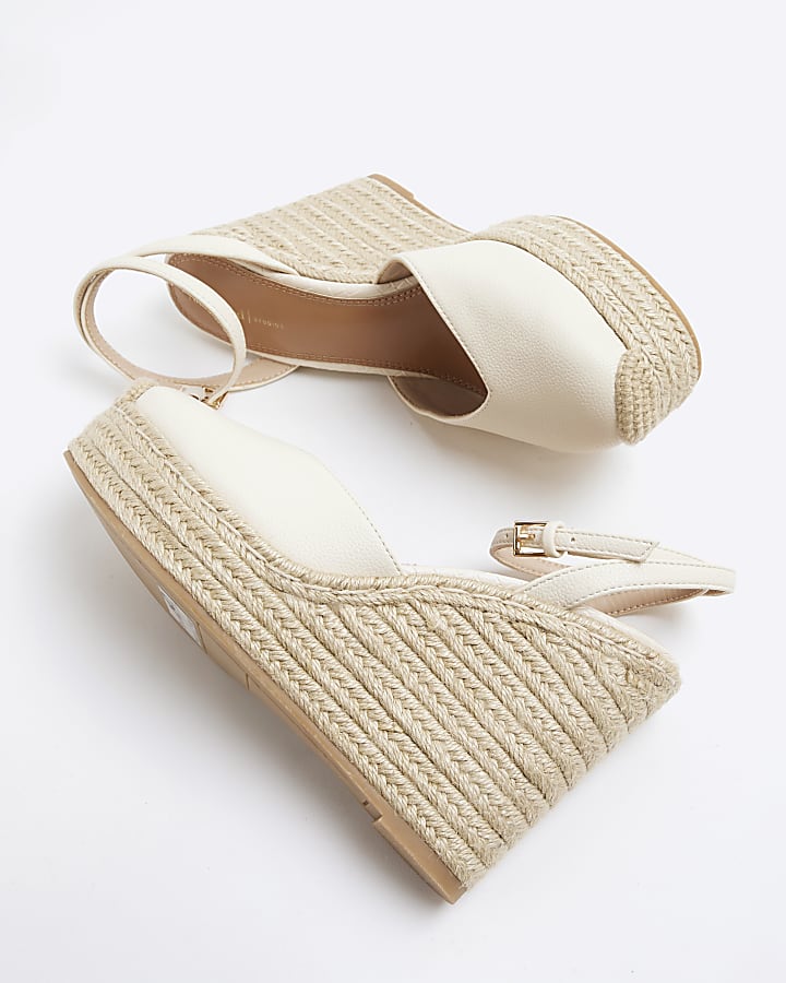 Cream Espadrille Sling Back Wedges