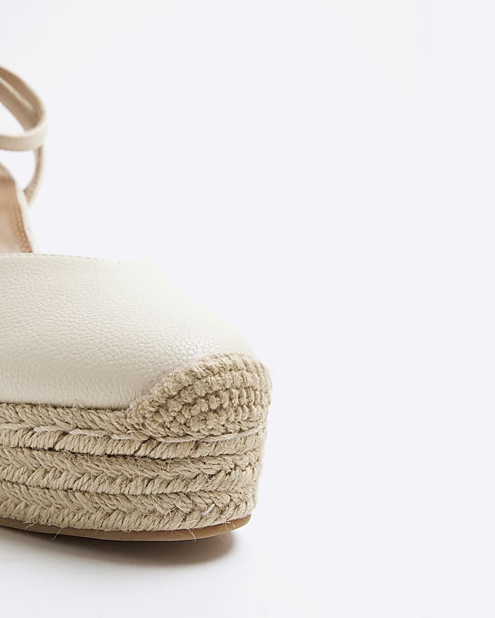 Cream Espadrille Sling Back Wedges