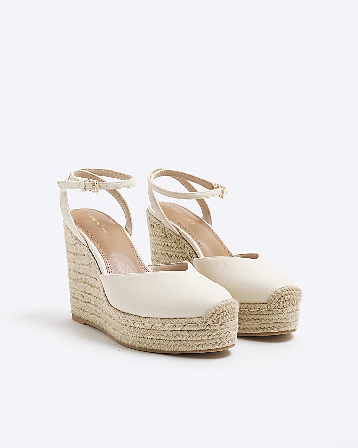 Cream Espadrille Sling Back Wedges